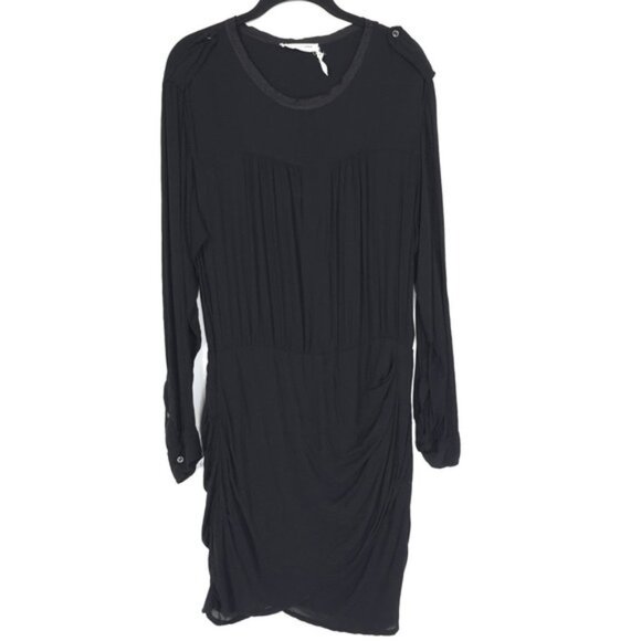 ISABEL MARANT ETOILE Knee-Length Black Ruffle Pleated Dress Size 40 SILK Blend - Picture 1 of 10